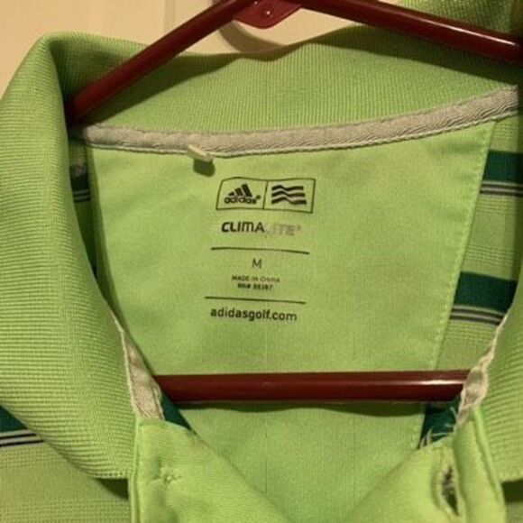 Myrtle Beach National Size Medium Green Striped Adidas ClimaLite Golf Polo Shirt - Picture 2 of 5